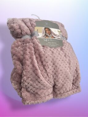 NWT Adirondack Baby Soft & Shimmery Plush Blanket Mauve Pink 30x40 Luxury